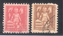 Cuba 1956 - 2 Sellos Usados Y Circulados - Consejo Nacional De Tuberculosis - Wohlfahrtsmarken