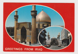 Iraq Greetings From IRAQ Mosque, Street Scene With Old Cars View Vintage Photo Postcard RPPc (64631) - Iraq