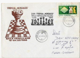 CHESS ,TROPHEE,COMPETITION ,BAILE HERCULANE ,1985 SPECIAL COVER ROMANIA - Lettres & Documents