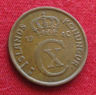 Iceland 2 Aurar 1940 N GJ  KM# 6.1 Lt 46 *VT  Islandia Islande Island Ijsland NGJ - IJsland