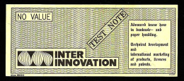 Test Note "INTER INNOVATION, 155 X 65 Mm, Testnote, Beids. Druck, RRRRR, UNC, Sehr Alt, Typ B, Yellow - Other & Unclassified