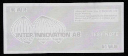 Test Note "INTER INNOVATION, 155 X 65 Mm, Testnote, Beids. Druck, RRRRR, UNC, Sehr Alt, Typ B, Hellgrau - Sonstige & Ohne Zuordnung