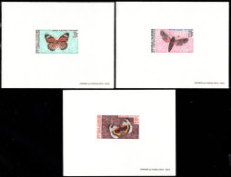 NEW CALEDONIA(1968) Butterflies. Set Of 3 Deluxe Sheets. Scott Nos C51-3, Yvert Nos PA92-4. - Vlinders
