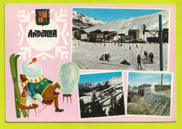 Valls D'Andorra ANDORRE N°3047 Port D'Envalira En 1969 Humour Skieur Accidenté Bandages VOIR DOS Et TIMBRE - Andorra