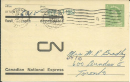 CANADA ENTIER REPIQUE A 2c DE TORONTO POUR TORONTO DE 1962  LETTRE COVER - Cartas & Documentos