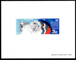 F.S.A.T.(1995) "Sea Lions" By Lesquin. Deluxe Sheet. Scott No C135, Yvert No PA136. - Imperforates, Proofs & Errors