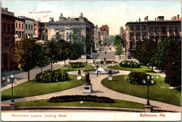 Maryland Baltimore Monument Square Looking West 1907 - Baltimore