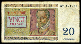 A8 BELGIQUE   BILLETS DU MONDE   BANKNOTES  20 FRANCS 1956 - Other & Unclassified