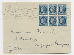 FRANCE MAZELIN 1FR30 SURCHARGE 1FR BLOC DE 6 LETTRE COVER MEC PARIS 71 28 JANV 1948 AU TARIF - 1945-47 Ceres (Mazelin)