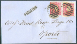 25r. Rose (2ex.) Obl. à Barres 93 Sur Lettre De FIGUEIRA Le 17/2 1871 Vers Porto.  TB - 21178 - Storia Postale