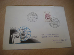 BUDAPEST 1968 To Montreal Canada KARL MARX Yv 1965 FDC Cancel Cover HUNGARY - Karl Marx