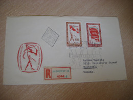 BUDAPEST 1959 To Montreal Canada Drapeau Flag Flags Yv 1325/6 FDC Cancel Cover HUNGARY - Buste