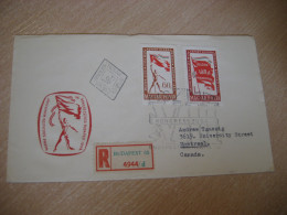 BUDAPEST 1959 To Montreal Canada Drapeau Flag Flags Yv 1325/6 FDC Cancel Cover HUNGARY - Briefe