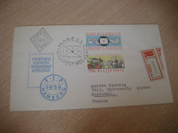 BUDAPEST 1959 To Montreal Canada Stagecoach Stage Coach Yv 1285 + Label Registered FDC Cancel Cover HUNGARY - Diligences