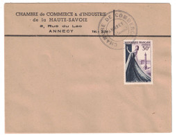 GREVE De AOUT 1953 - LETTRE Avec CACHET + ENTETE De LA CHAMBRE De COMMERCE D'ANNECY TIMBRE HAUTE COUTURE - Documentos