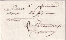 France Marcophilie - Département Du Loiret - 43/MONTARGIS - 1827 - 32x7,5 Mm - Avec Texte - 1801-1848: Precursors XIX