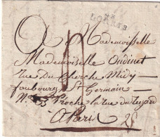 France Marcophilie - Département Du Loiret - 43/LORRIS - 1814 - Avec Texte - 1801-1848: Vorläufer XIX