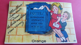 Carte à  Système , Boite Aux Lettres , Petite Fille Qui Poste Le Courrier , Orange - Cartoline Con Meccanismi