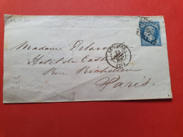 Lettre Avec Texte Du Havre Pour Paris En 1860, Ambulant Au Dos - Réf 669 - 1849-1876: Classic Period