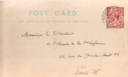 GRANDE BRETAGNE / ENTIER POSTAL DE 1 PENNY 1/2 P A DESTINATION DE PARIS - Luftpost & Aerogramme