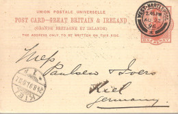 GRANDE BRETAGNE / ENTIER POSTAL DE ONE PENNY A DESTINATION DE KIEL (GERMANY) - Entiers Postaux