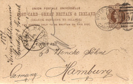 GRANDE BRETAGNE / ENTIER POSTAL POST CARD DE CARDIFF A HAMBOURG 1889 - Stamped Stationery, Airletters & Aerogrammes