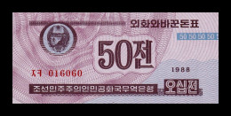 Corea Del Norte North Korea 50 Chon 1988 Pick 26(2) Red Serial Sc Unc - Corea Del Nord