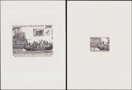 EPA POLYNESIE - Poste - 336 + Bf. 15, 2 épreuves Grand Format En Noir Avec Cachet De L'atelier: Bicentenaire De La Révol - Unused Stamps