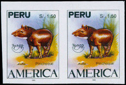 ** PEROU - Poste - 1053A, Non émis (1.50s. Sanglier), Paire Non Dentelée, Daté 1993 - Peru