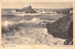 FRANCE - 64 - Biarritz - Le Rocher De La Vierge Par Grosse Mer - Carte Postale Ancienne - Biarritz