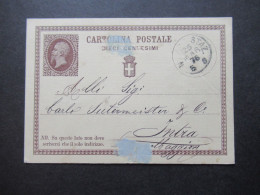 Italien 1876 Ganzsache Mit Stempel .... Staz. / Lagio Maggiore - Entiers Postaux