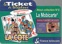 TICKET² TELEPHONE-PRIVE-FRANCE-TK-PR104-3Mn-La COTE En Poche-LaMobicarte-Atout Collect 2-Neuf-TBE/RARE - Biglietti FT