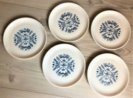 5 Assiettes De Collection MALABAR En Opaline Sovirel France 60's - Borden