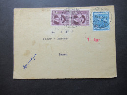 Andorra (Spanische Post) Briefstück / Vorderseite 1955 Mi.Nr.44 (2) Und Nr.54 MiF Stempel Andorra Vieja - Storia Postale