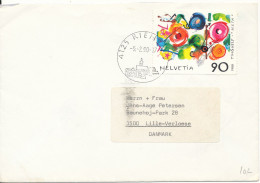 Switzerland Cover Sent To Denmark Riehen 5-2-1990 Modern ART Stamp Single - Lettres & Documents