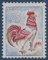 Coq De DECARIS N°1331** 0.25c Variété Effacement Du Bleu Fonçé Pas Courant Ainsi TTB - 1962-1965 Cock Of Decaris
