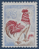 Coq De DECARIS N°1331** 0.25c Variété Effacement Du Bleu Fonçé Pas Courant Ainsi TTB - 1962-1965 Gallo De Decaris