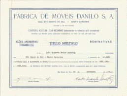 Brazil 1972 Shareholding Móveis Danilo S.A. From São Bento Do Sul Furniture Factory size 22x28,5 Cm - D - F