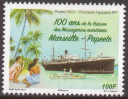 Polynésie Française 2023 - Paquebot, Liaisons Marseille-Papeete - 1 Val Neufs // Mnh - Ungebraucht