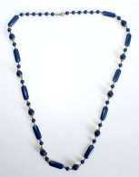 JOLI COLLIER SAUTOIR - PERLES EN RESINE PLASTIQUE BLEU - BIJOU FANTAISIE L:45cm    (1505.15) - Necklaces/Chains