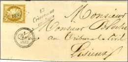 PC 1036 / N° 1 Belle Marge Cursive 13 / Crèvecoeur / En-Auge, Dateur B, Sur Lettre Locale Pour Lisieux. 1853. - SUP. - R - 1849-1850 Ceres