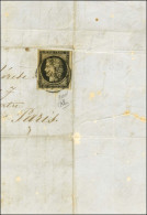 Càd T 15 ST QUENTIN (2) 1 JANV. 49 / N° 3 Belle Marge Sur Fragment De Lettre Pour Paris. - TB / SUP. - R. - 1849-1850 Ceres