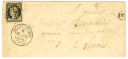 Grille / N° 3 (filet Effleuré) Càd T 14 BERRY-AU-BAC (2) Sur Lettre Avec Texte Daté De Juvincourt Pour Laon, Au Recto OR - 1849-1850 Ceres