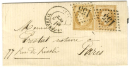 GC 155 / N° 28 + N° 59 Càd ARGENTEUIL (72) Sur Lettre Pour Paris. 1871. Bel Affranchissement Mixte Empire-Cérès. - SUP.  - 1863-1870 Napoleon III With Laurels