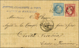 GC 2240 / N° 29 + N° 32 Càd T 17 MARSEILLE (12) Sur Lettre 2 Ports Pour Civita Vecchia. 1870. - TB / SUP. - 1863-1870 Napoleon III With Laurels