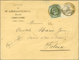 Càd T 17 CONDÉ-S-NOIREAU / N° 50 + N° 52 Sur Papiers D'affaires Pour Falaise. 1876. - SUP. - R. - 1871-1875 Ceres