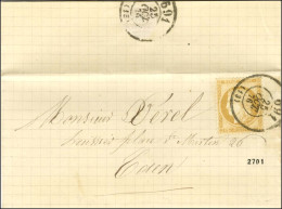 Bureau De Passe 691 (Caen) / N° 55 Sur Lettre Avec Texte Daté De Dieu Le 25 Octobre 1876 Pour Caen, Au Verso Bureau De P - 1871-1875 Ceres