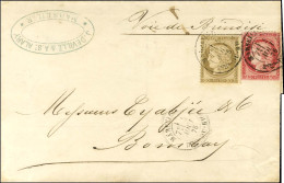 Càd T 18 MARSEILLE / Bches-DU-RHONE / N° 56 + 57 Sur Lettre Pour Bombay Par La Voie De Brindisi. 1876. - SUP. - R. - 1871-1875 Ceres