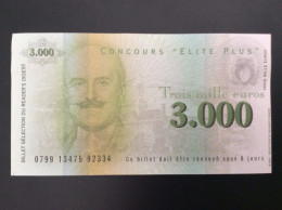 Billet De 3000 EURO - Billet Concours "Elite Plus" - Reader's Digest - 2007 - 2 Faces Identiques - Fictifs & Spécimens