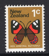 New Zealand 1970-76 Definitives - 1c Red Admiral Butterfly MNH (SG 915) - Unused Stamps